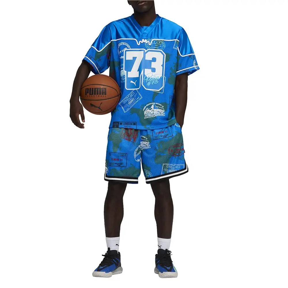 Puma clothing - PUMA The Atw Dylan All Over Print Basketball V Neck Replica Jerse - 63506602 - Blue 5