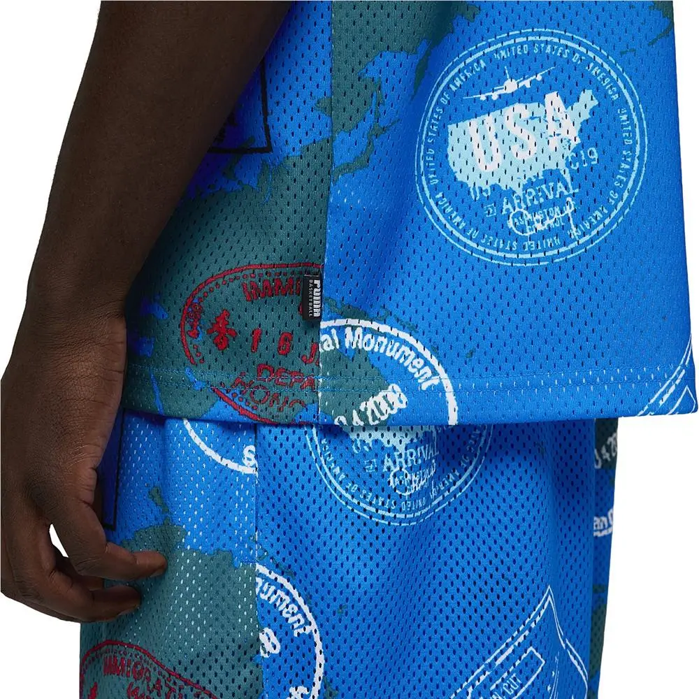 Puma clothing - PUMA The Atw Dylan All Over Print Basketball V Neck Replica Jerse - 63506602 - Blue 4