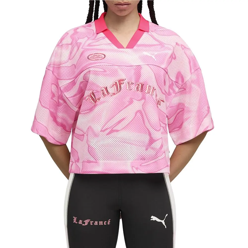 Puma clothing - PUMA Lafrance Pink Heem Collared Short Sleeve Soccer Jersey - 63384901 - Pink 1