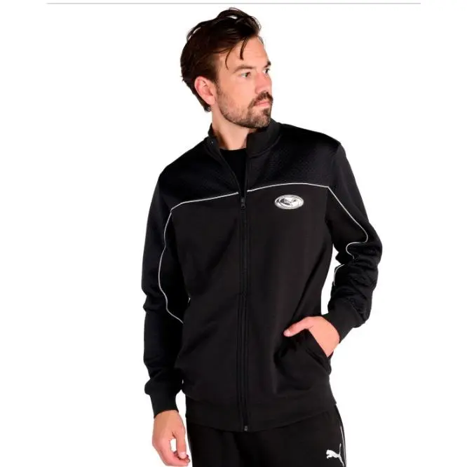 Puma Men`s Large Sport Jacket Black Reflective Piping Quilt Sleeve