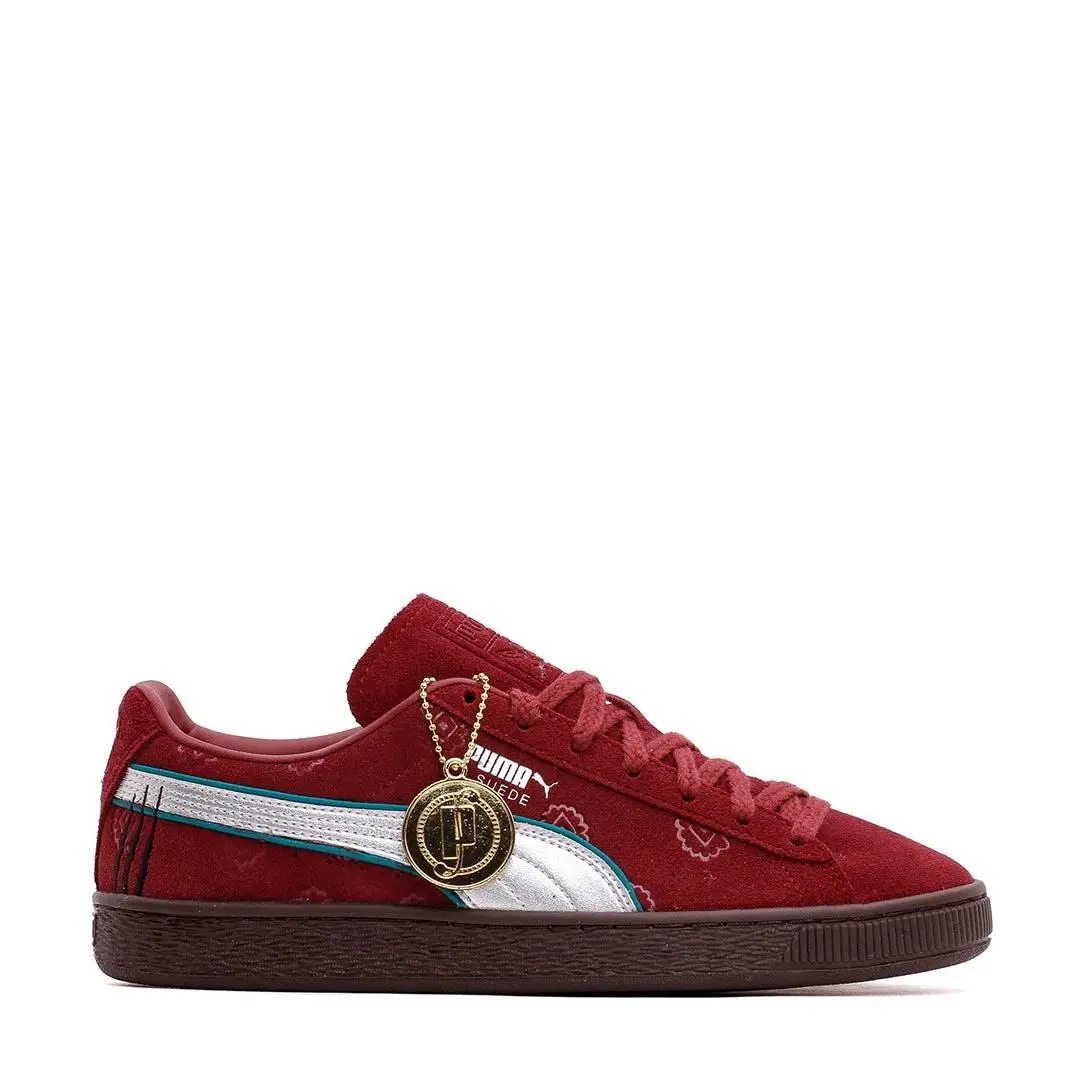 Puma X One Piece Men`s 9 Suede 2 Team Regal Red Puma Silver Sneakers