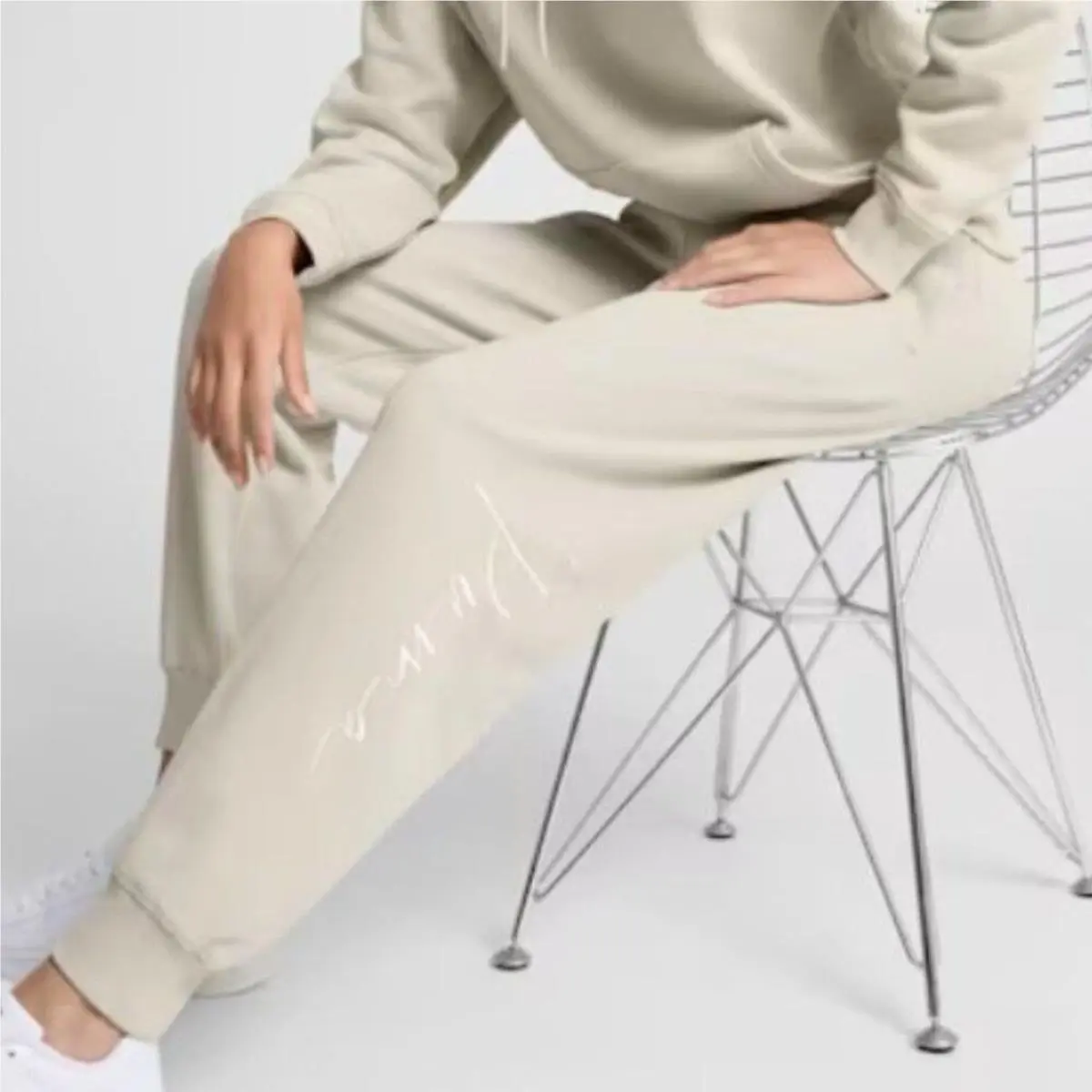 Puma Women Script Logo Sweatpants Desert Dust Tonal Script