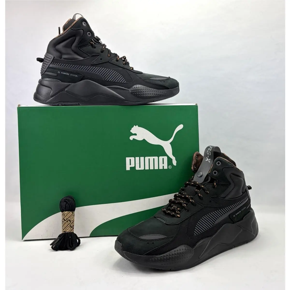 Puma Rs-x Mid Black Ice Lace Up Sneaker Shoes Black/brown Men`s 11