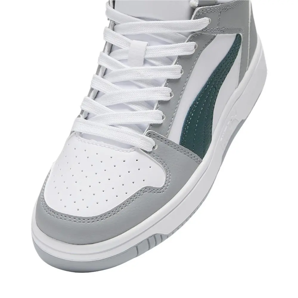 Puma shoes - PUMA Rebound Layup Mid Lace Up  Youth - 37048633 - Grey, White (UPC: 197646411014) 4