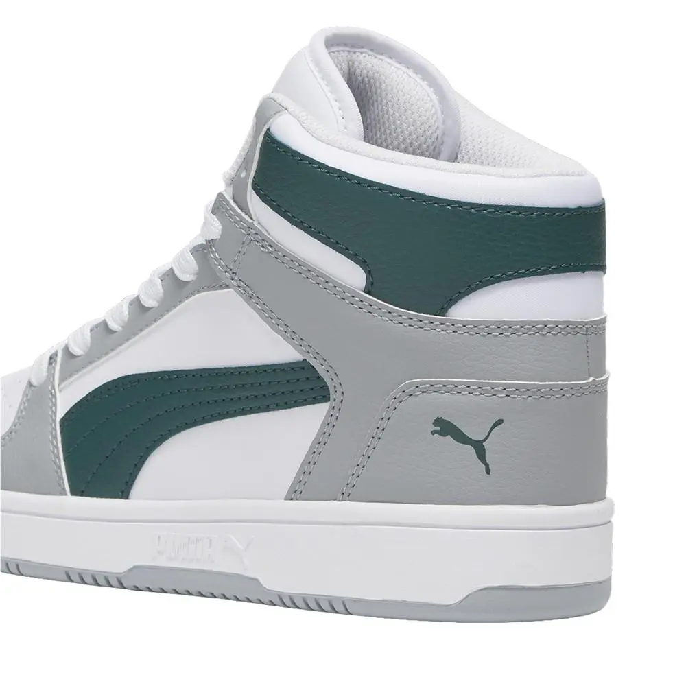 Puma shoes - PUMA Rebound Layup Mid Lace Up  Youth - 37048633 - Grey, White (UPC: 197646411014) 5