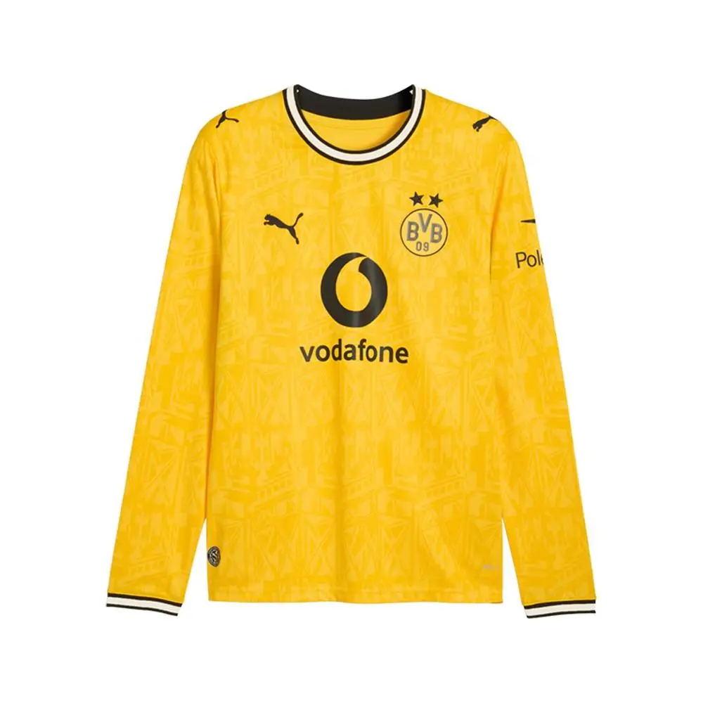 Puma Borussia Dortmund Home Logo Crew Neck Long Sleeve Soccer Jersey Mens Size L