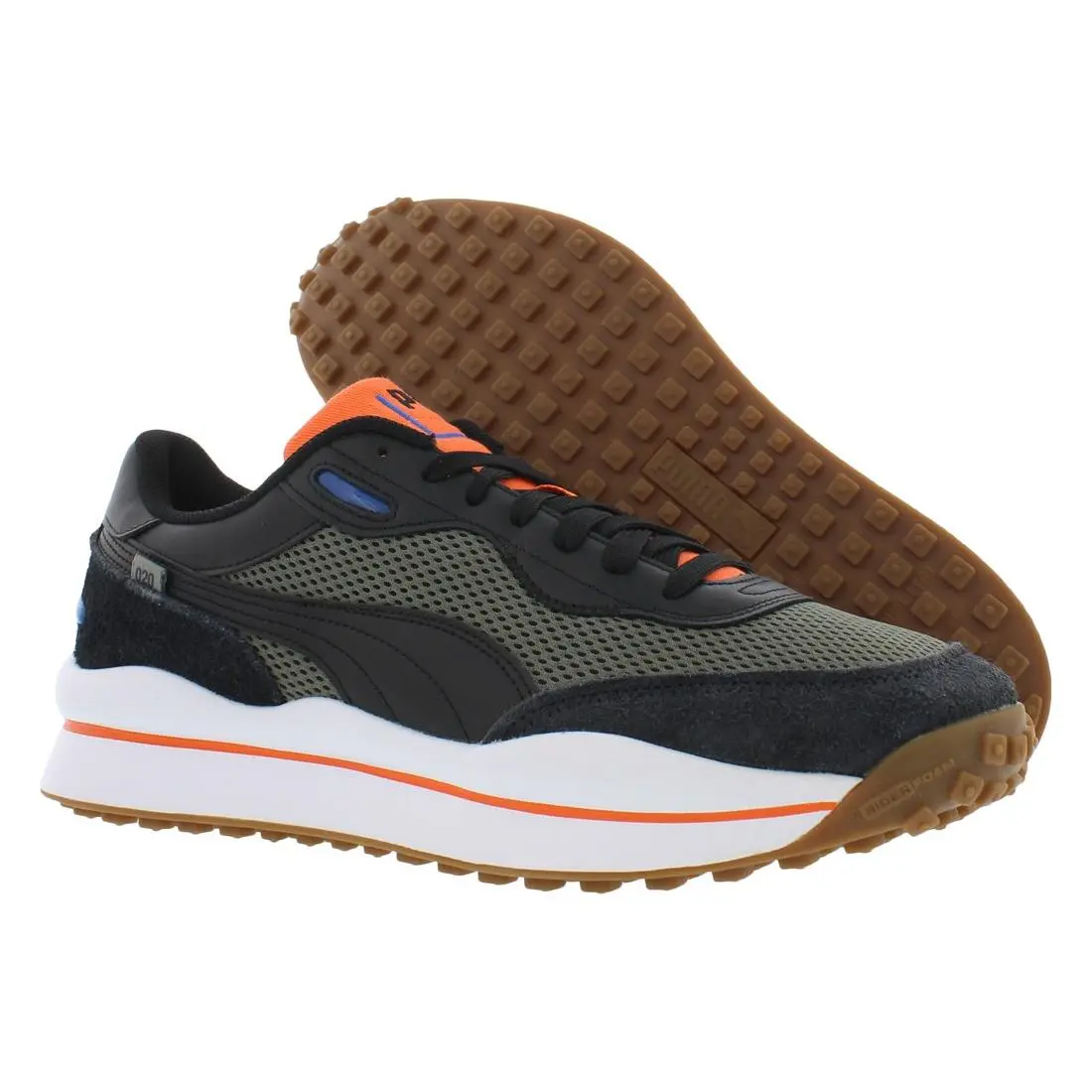 Puma Style Rider Mens Shoes Size 7 Color: Charcoal/olive/orange