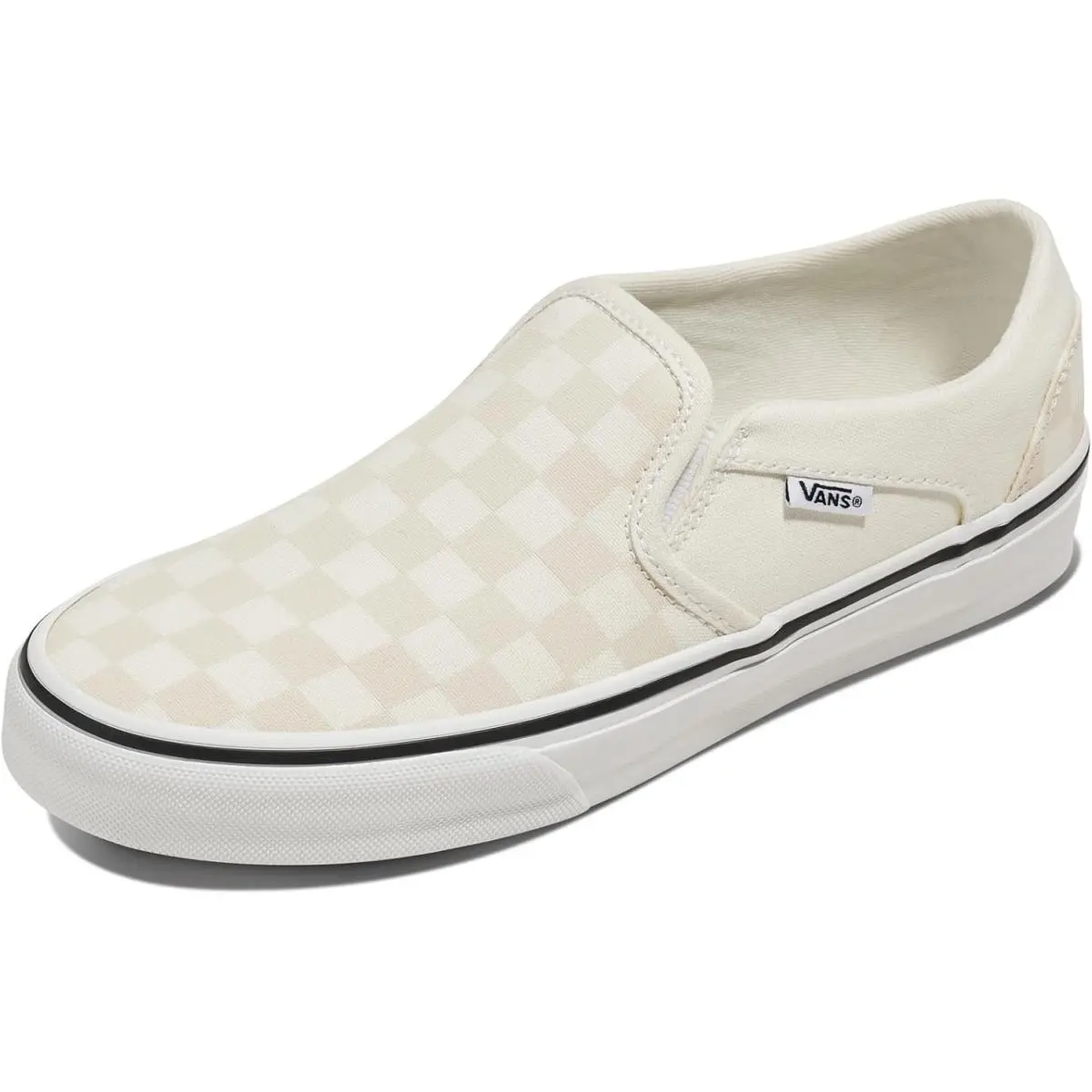 Vans Women`s Asher Slip-on Sneaker - Tonal Check Marshmallow