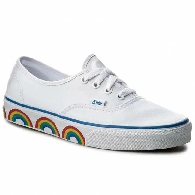 Vans Authentic Rainbow Tape True White Kid`s Size