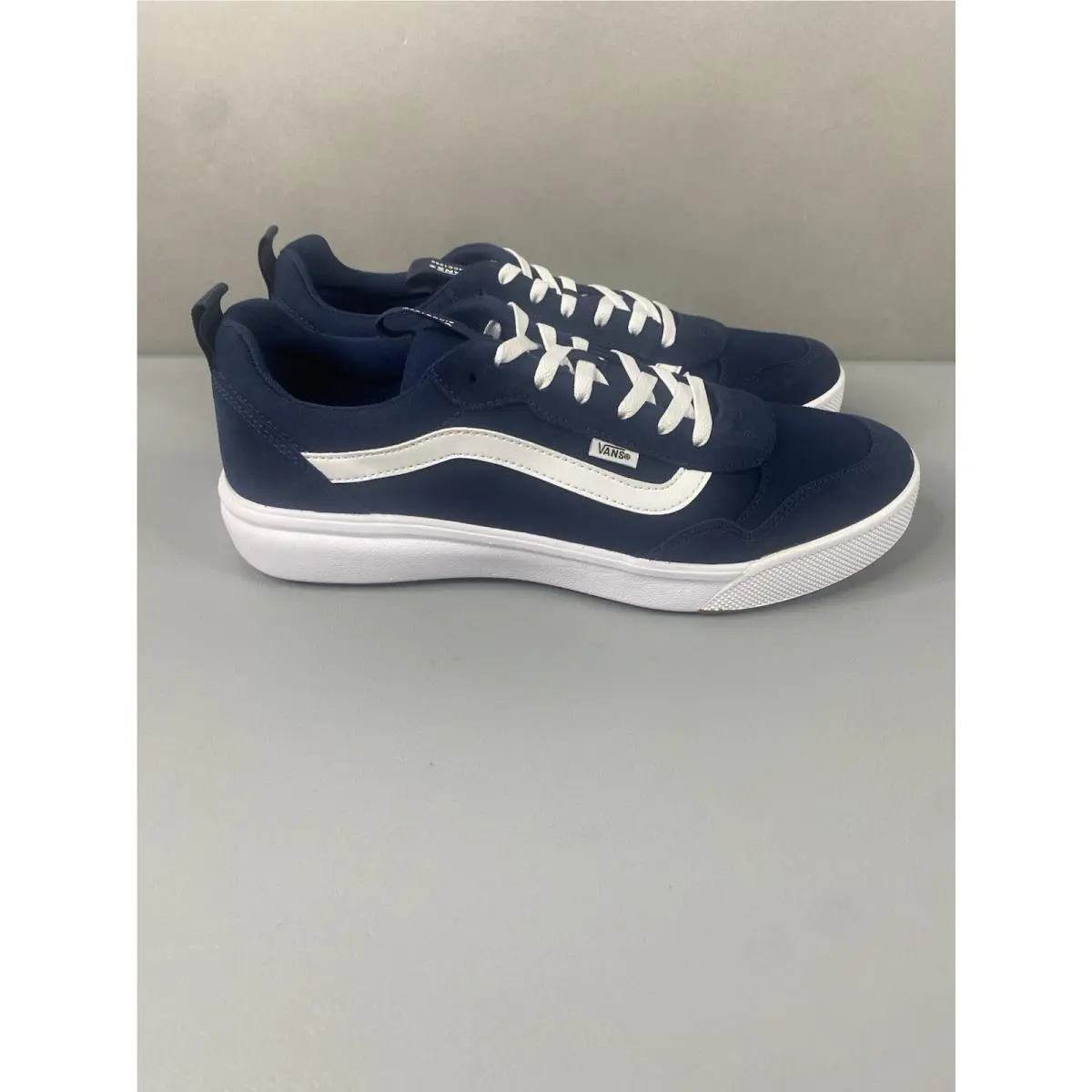 Vans Range Exp Mens Sz 10.5 Blue Suede Canvas Athletic Casual Lifestyle