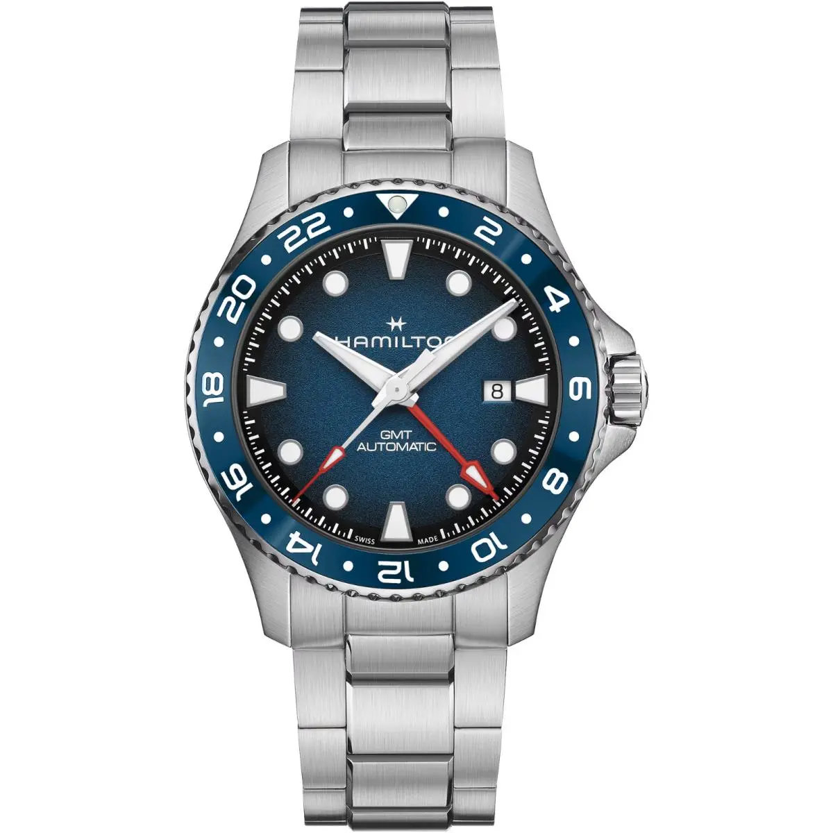 Hamilton Khaki Navy Scuba Auto Gmt Stainless Men`s Watch H82535140