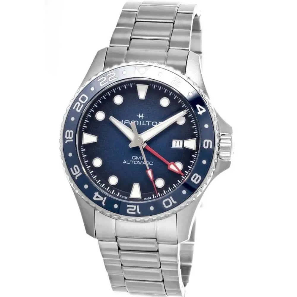 Hamilton Khaki Navy Scuba Auto Gmt 43mm Blue Dial SS Men`s Watch H82535140