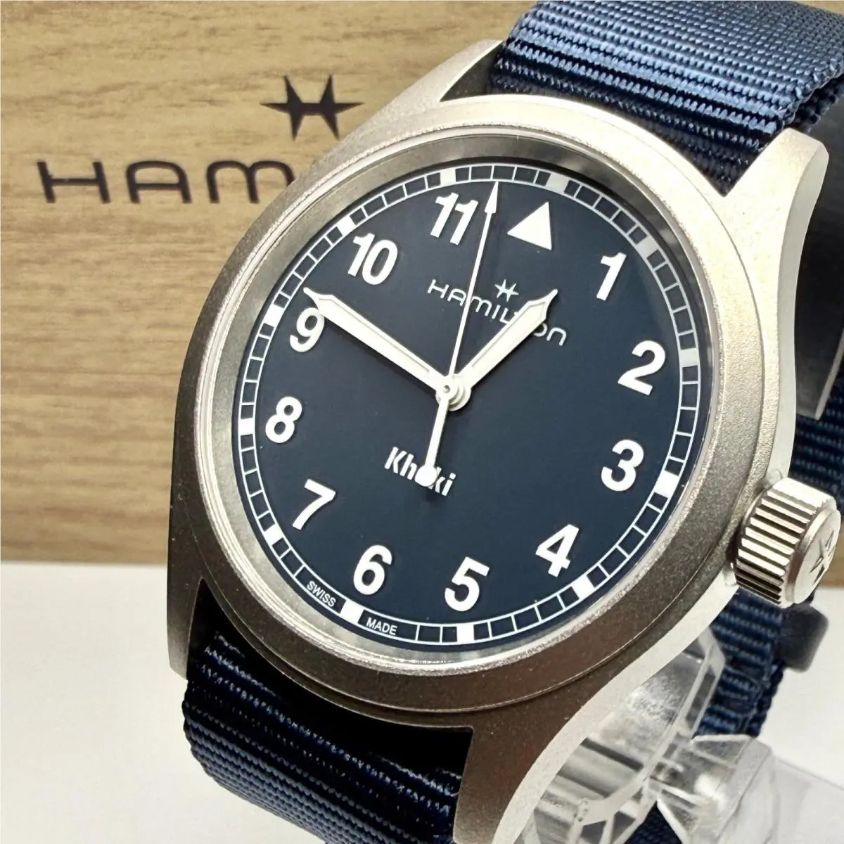 Hamilton Khaki Field Quartz H694010 Full Set – Blue Dial – Swiss Made