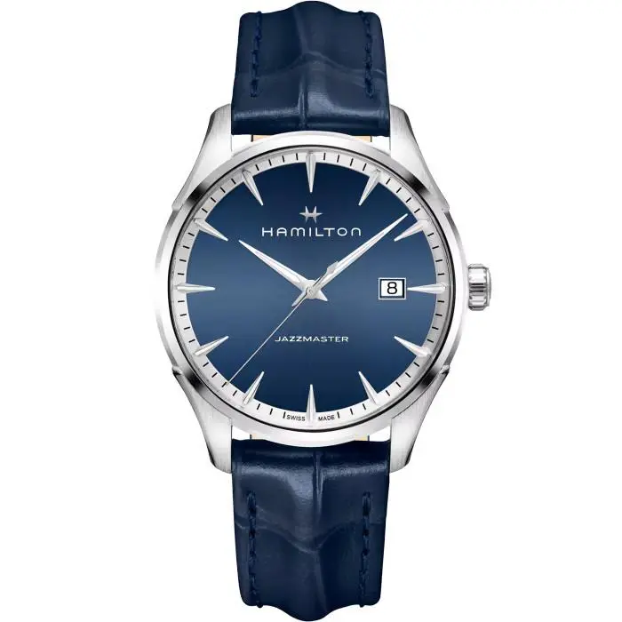 Hamilton Jazzmaster Blue Men`s Watch with Leather Band - H32451641