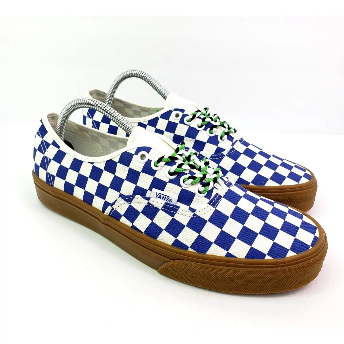 Vans Authentic Womens Sz 6 Mens Sz 4.5 Checkerboard Blue White Low Skate Shoes