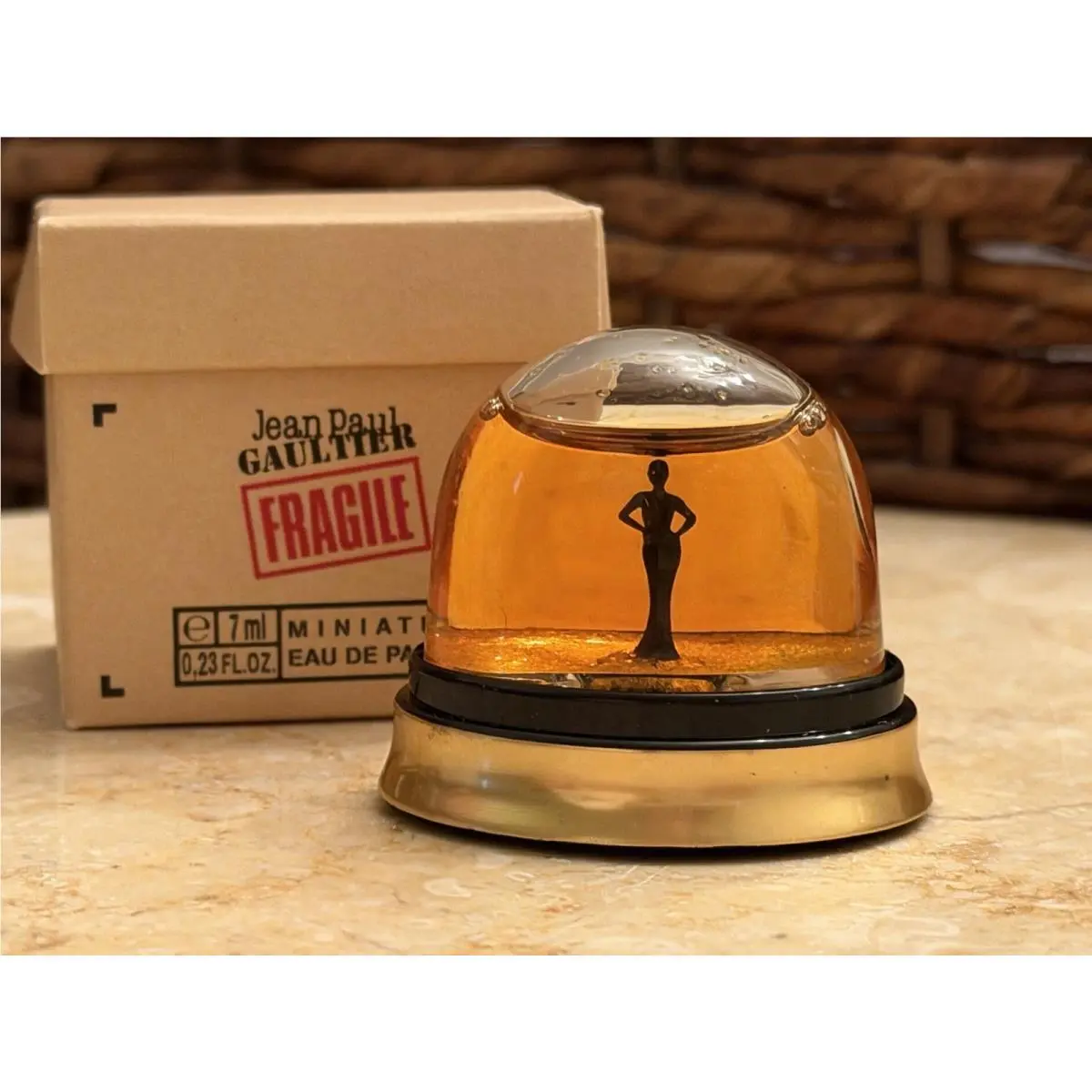 Vintage Jean Paul Gaultier Fragile Edp 7ml / 0.23 fl oz Rare Snow Globe Bottle