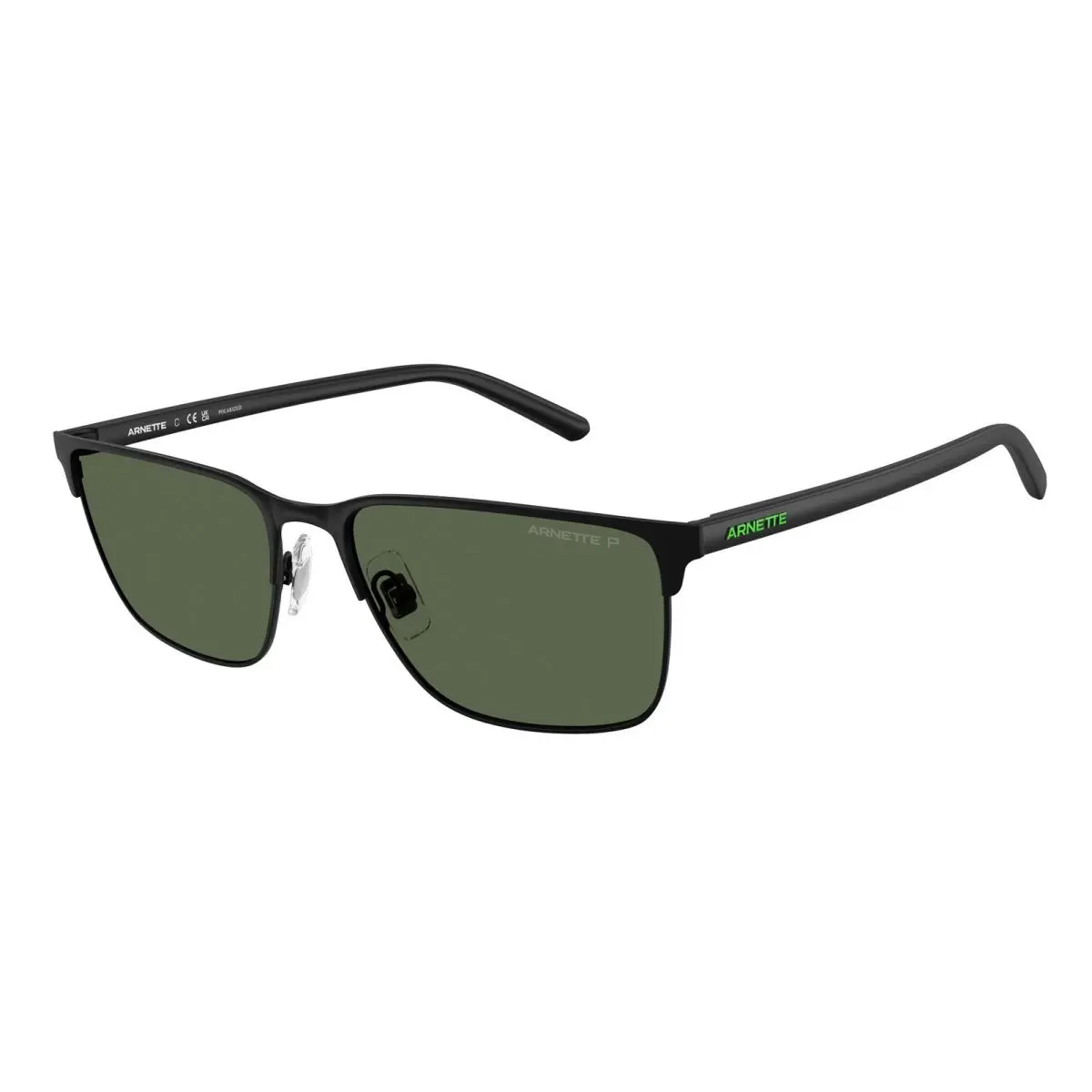 Arnette AN3094 737 9A Hampere Matte Black Green Polarized 58 mm Men`s Sunglasses