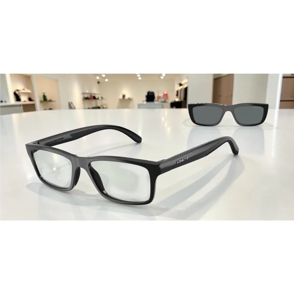 Arnette AN4356 27581W Graf Black Black Rubber Clear 54 mm Men`s Sunglasses