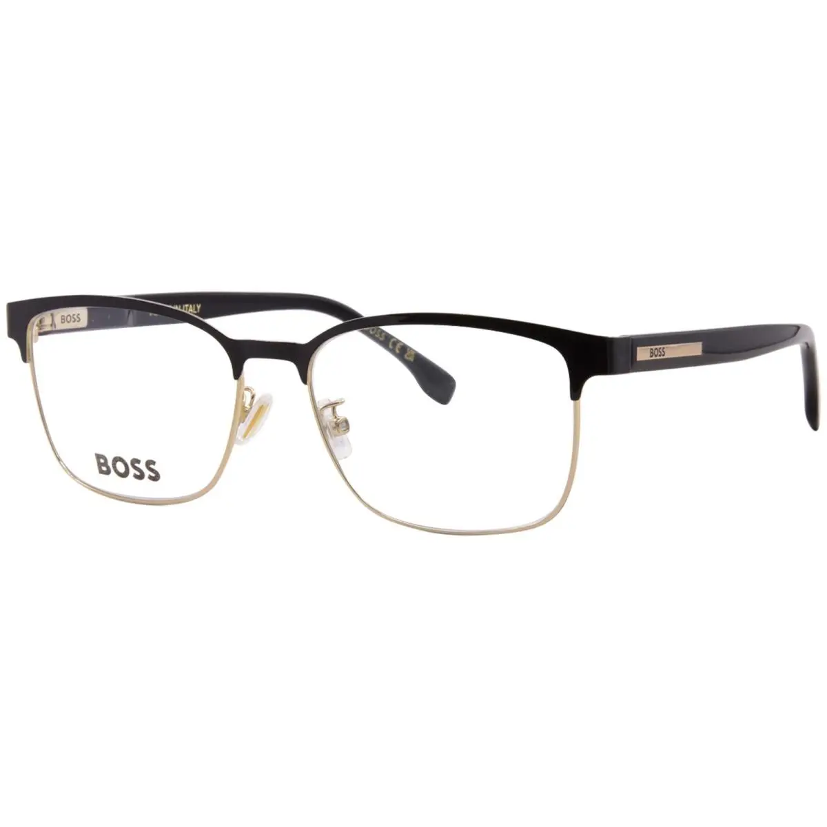 Hugo Boss 1921/G/U 2M2 Eyeglasses Men`s Black/gold Full Rim Rectangle Shape 54mm