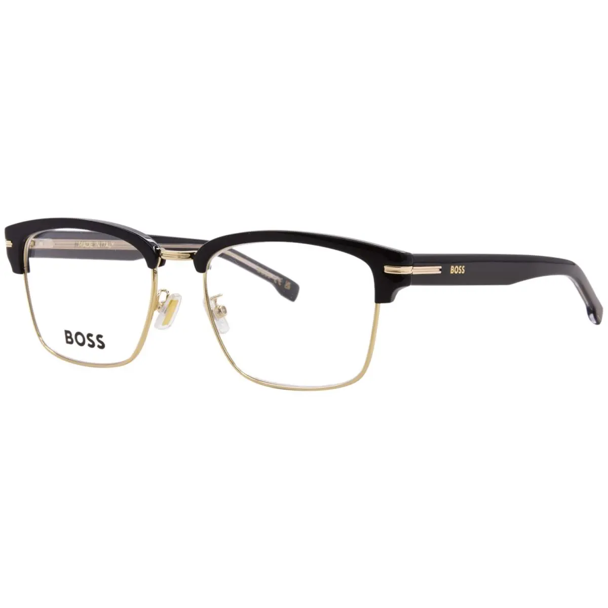 Hugo Boss 1776/G/U 2M2 Eyeglasses Men`s Black/gold Full Rim Rectangle Shape 54mm