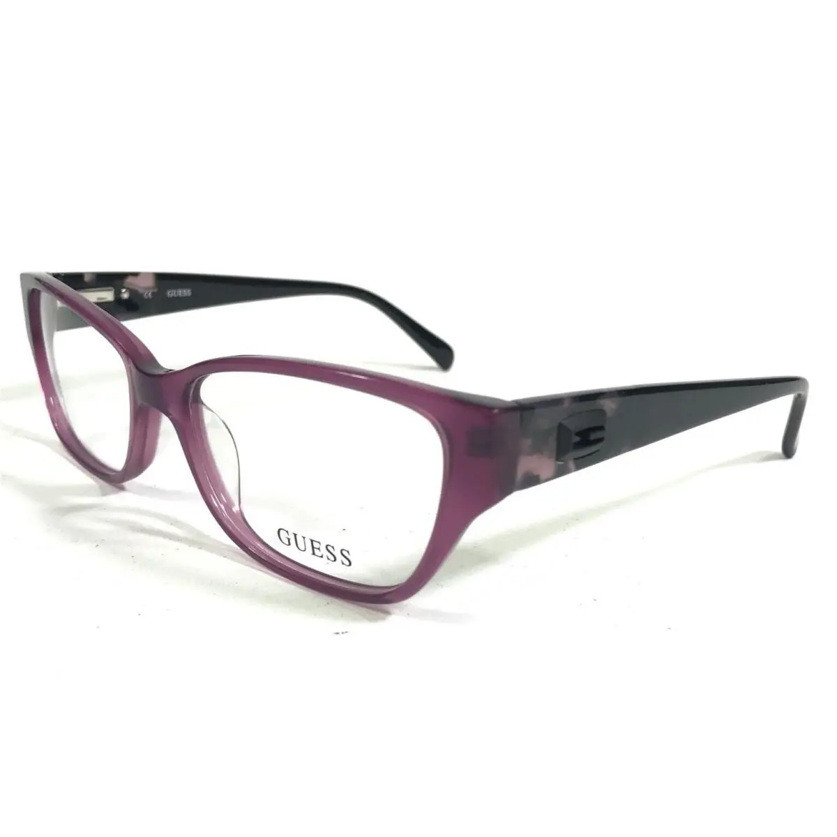 Guess Eyeglasses Frames GU 2408 Pur Black Clear Purple Cat Eye 52-16-140