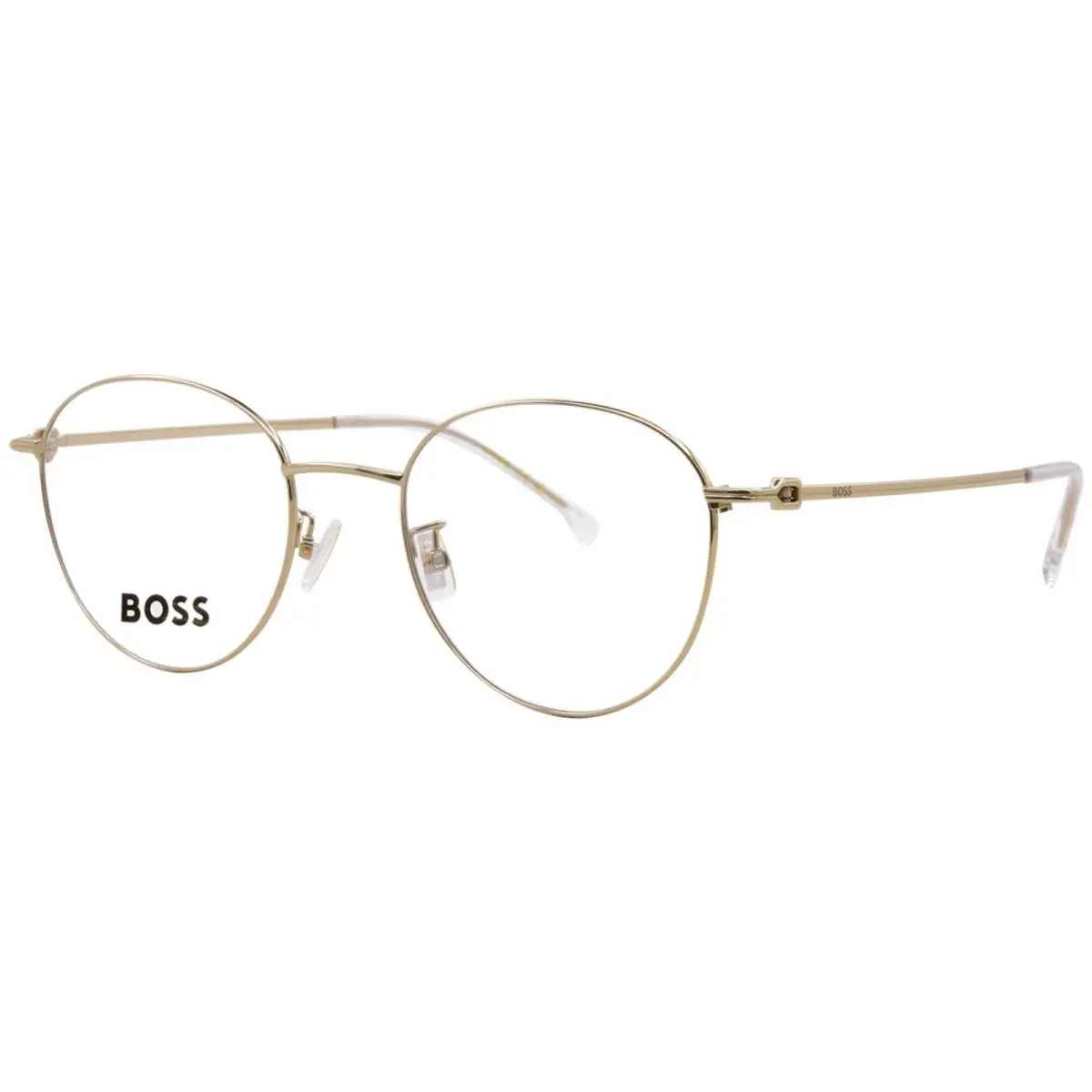 Hugo Boss 1876/F J5G Titanium Eyeglasses Men`s Gold Full Rim Round Shape 52mm