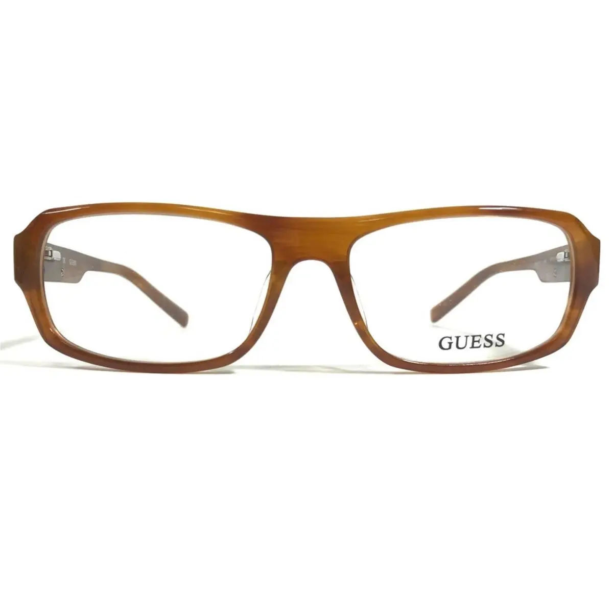 Guess Eyeglasses Frames GUA1747 Amb Brown Rectangular Full Rim 55-16-140