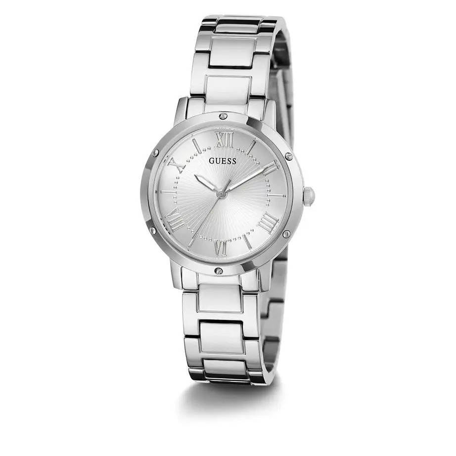 Guess Roman Numeral Silver Dial Silver Tone Ladies Watch GW0404L1