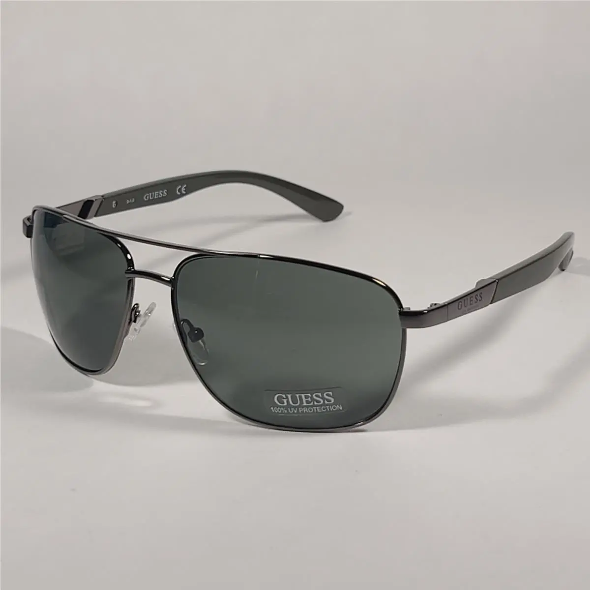 Rectangle Sunglasses Gunmetal Army Green Frame Green Gray Lens GF0212 08N by Guess
