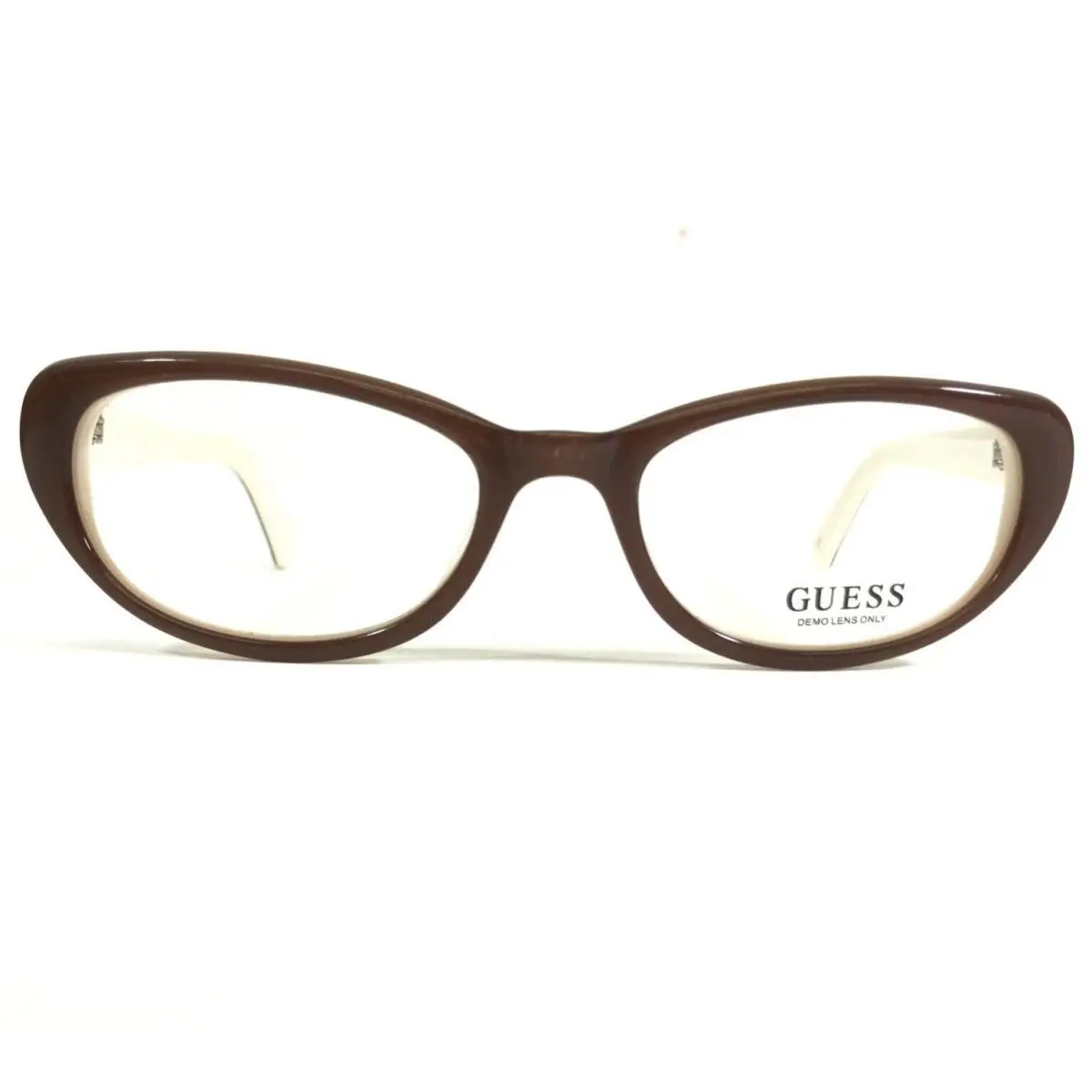 Guess Eyeglasses Frames GU2296 Brn Brown Ivory Oval Cat Eye Crystals 52-18-140