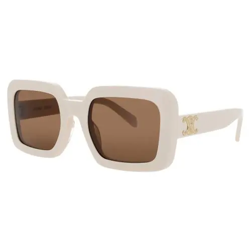 Celine Cl40304u 25E Sunglasses Ivory Frame Brown Lenses 56 mm