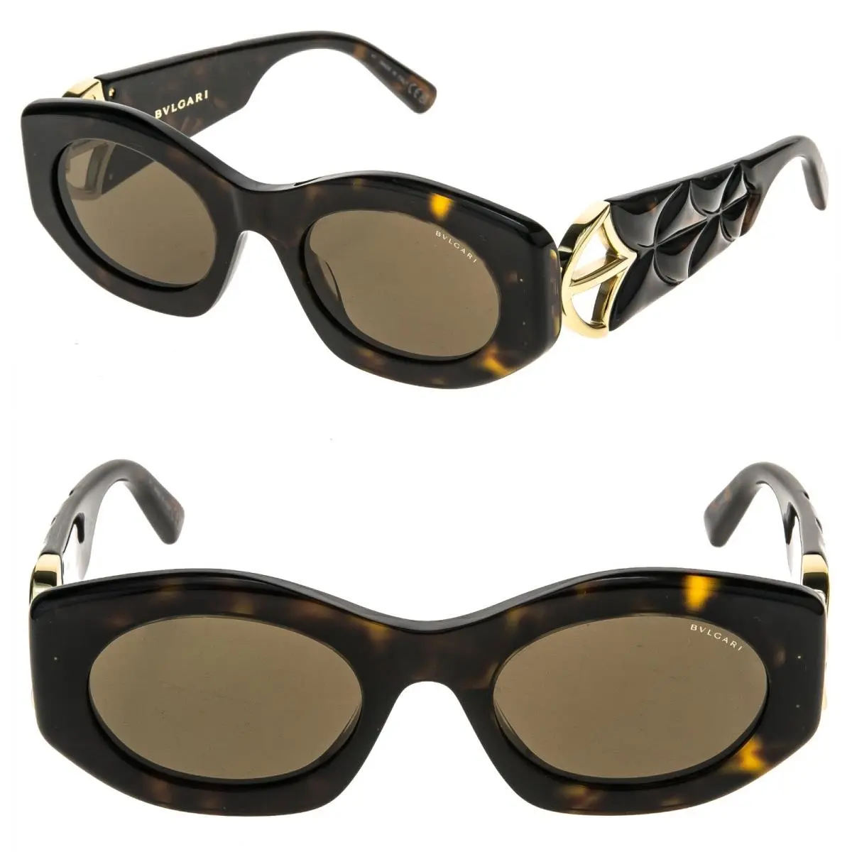 40049 Calla BV40049I Brown Tortoise Fan Matelasse Oval Sunglasses 53E by Bvlgari