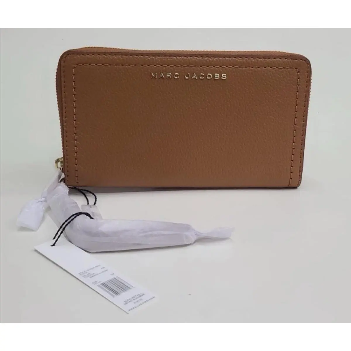 Marc Jacobs Leather Wristlet Wallet Continental Smoked Almond Zip Around
