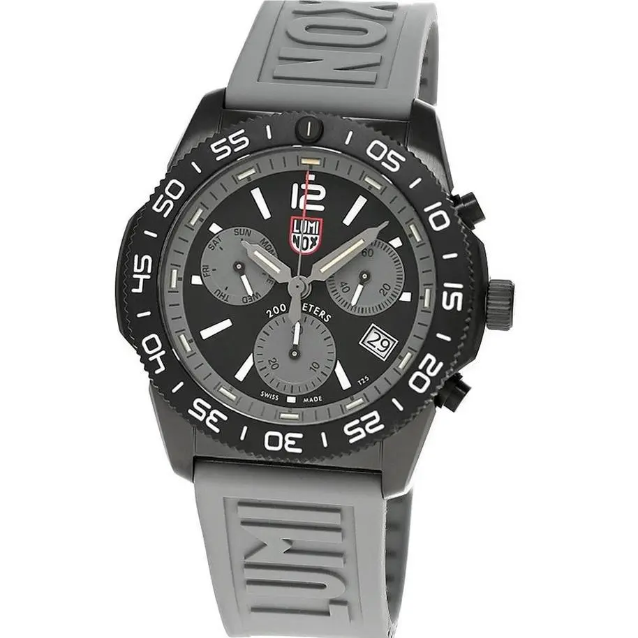 Luminox Pacific Diver Chronograph Quartz 44MM Gray Rubber Men`s Watch XS.3148