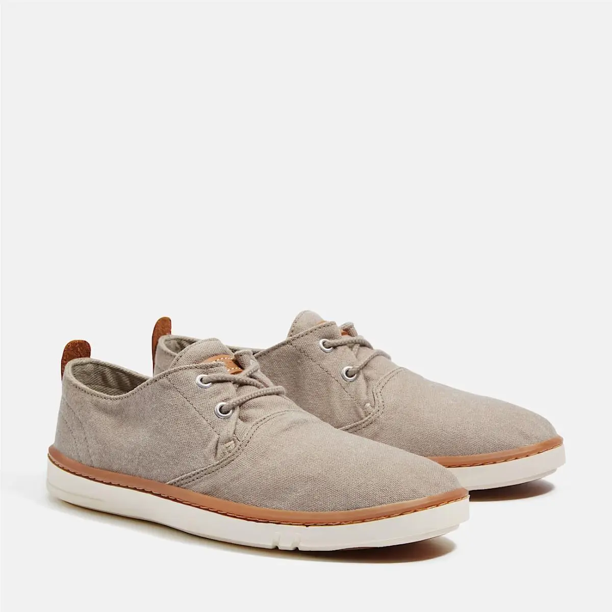 Timberland Men`s Hookset Low Lace Sneaker Light Taupe Canvas Size 10.5