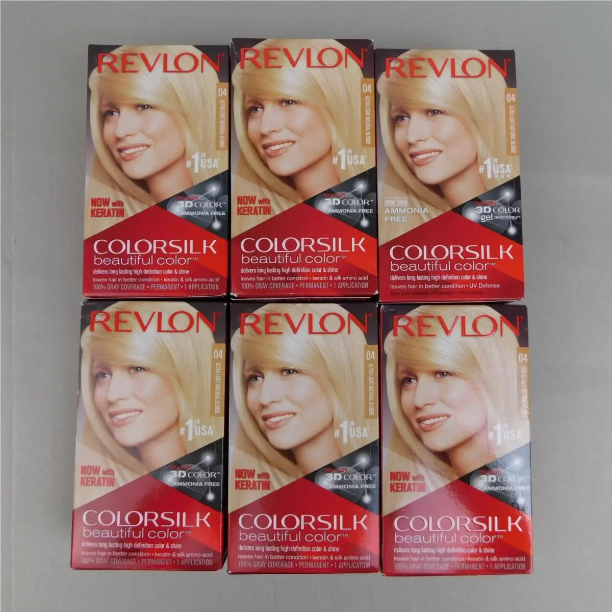 6 Boxes Revlon Colorsilk Permanent Hair Color Dye 04 Ultra Light Natural Blonde