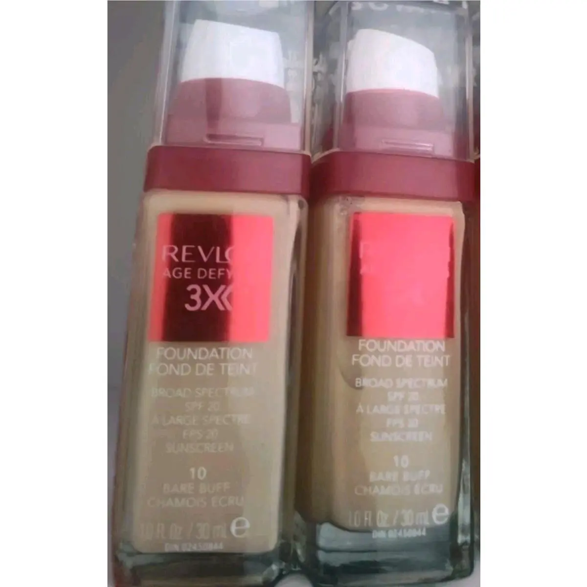 2 Pack Revlon Age Defying 3X Liquid Foundation 10 Bare Buff 1 Oz. Each