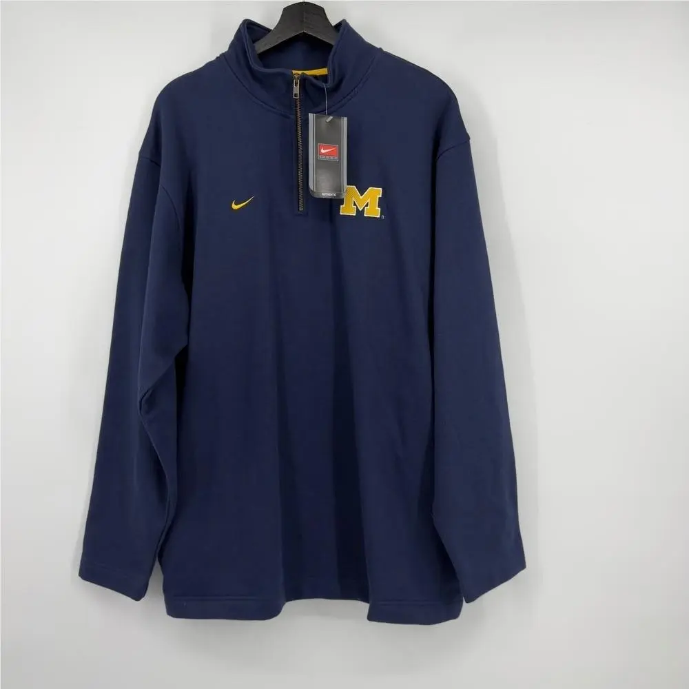 Vtg Nike Michigan Wolverines Mens XL Navy Blue 1/4 Zip Pullover Jacket