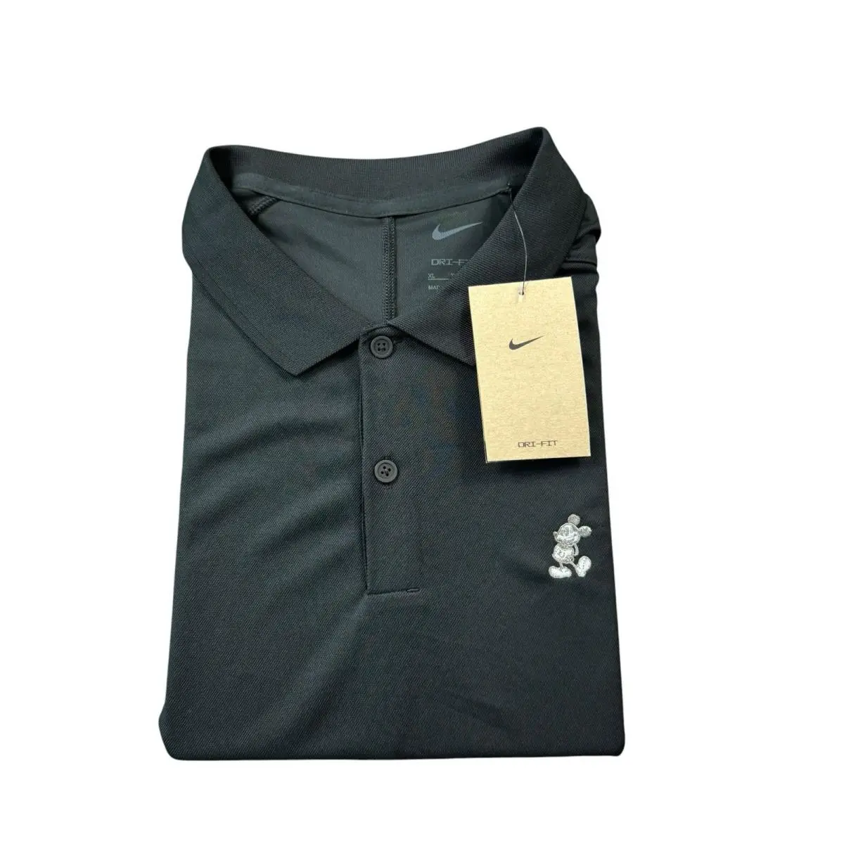 Nike Disney Parks Polo Shirt Dri Fit Standard Mens XL Mickey Mouse Logo Black