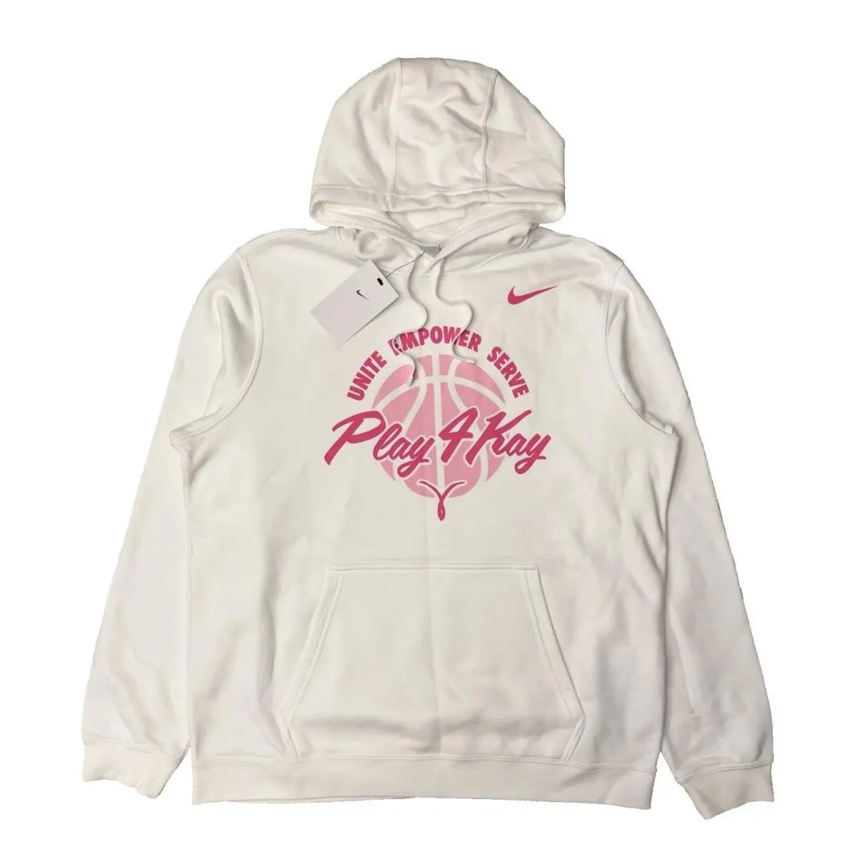 Nike Kay Yow Breast Cancer PLAY4KAY Unite Team Issued Hoodie White Pink Mens 2XL