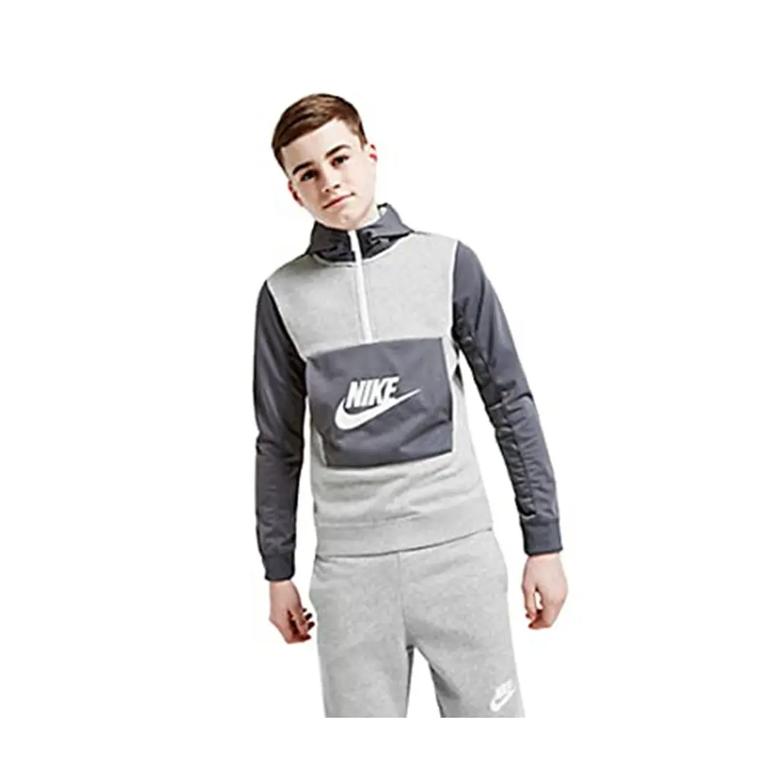 Nike Hybrid Half-zip Boys Active Hoodies Size S Color: Grey/charcoal