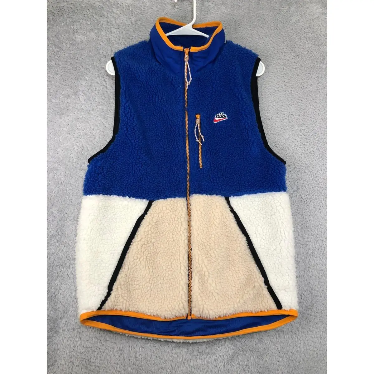 Nike Vest Mens Size S Blue Sherpa Fleece Colorblock Full Zip Sportswear