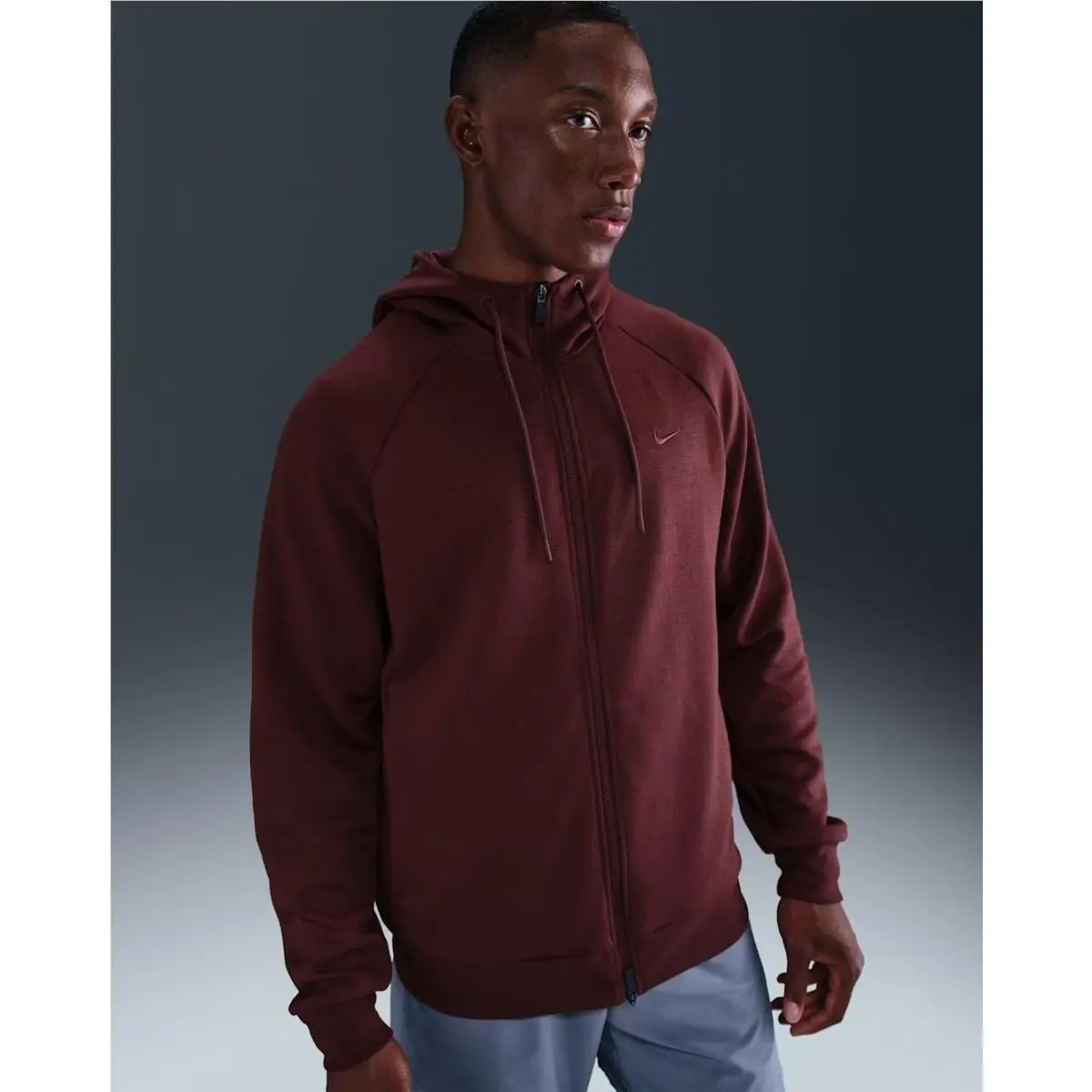Nike Primary Fleece Men`s Dri-fit UV Full-zip Hoodie Burgundy Size Tall 3XL