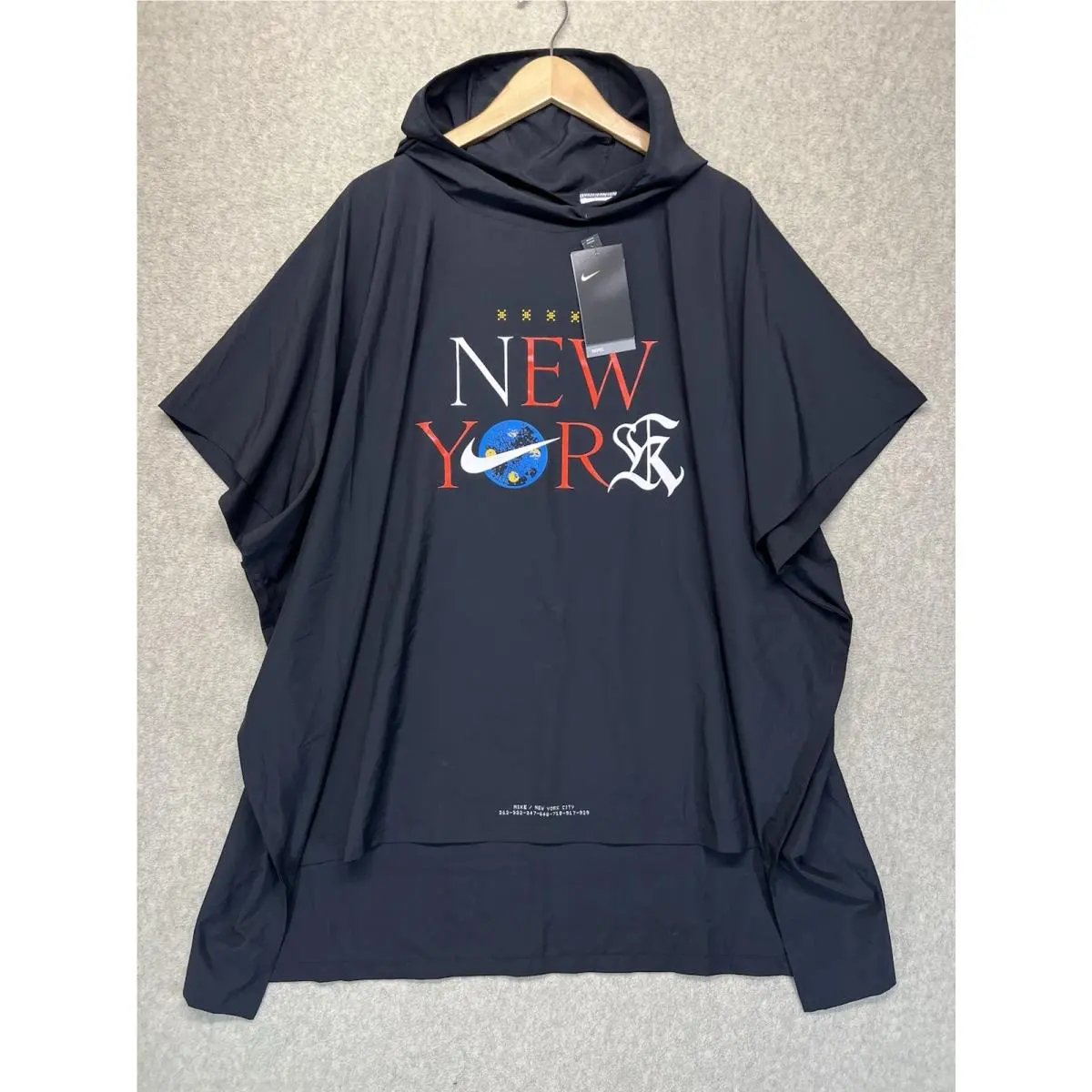 Nike Nyc York City Running Poncho Hooded Jacket Black Unisex S/m