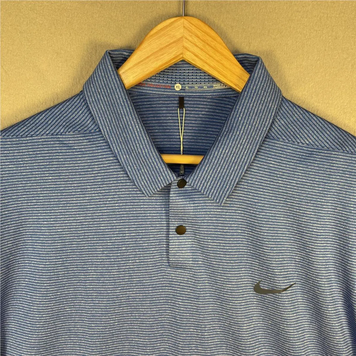 Nike Golf Tiger Woods Collection Polo Shirt XL Blue Striped Short Sleeve