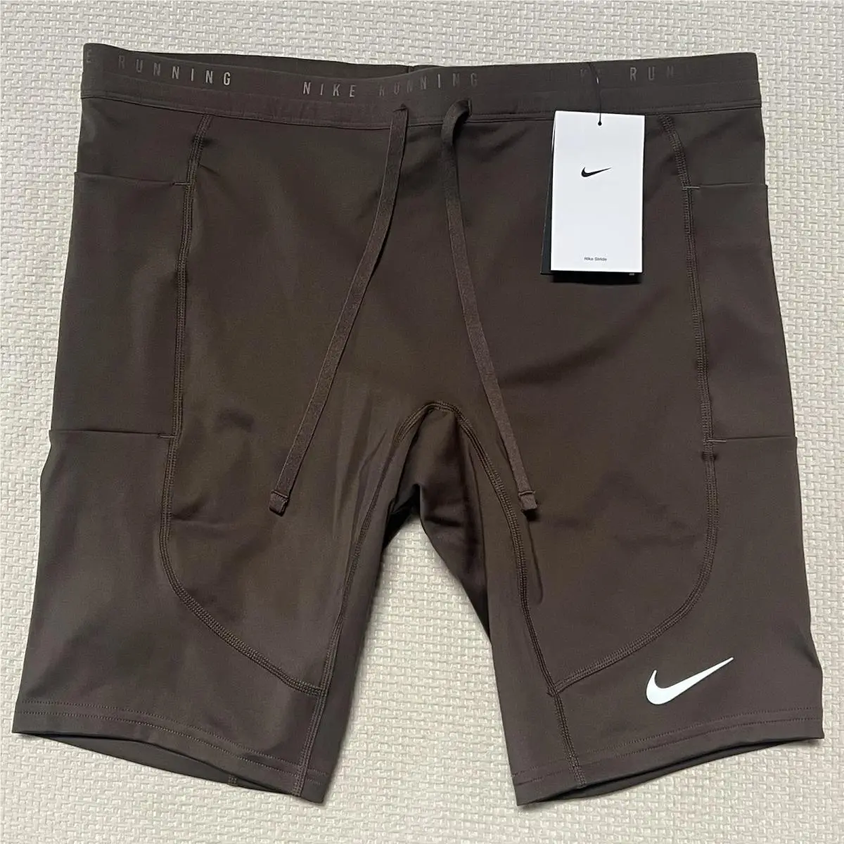 Nike Stride Dri-fit 1/2 Length Running Tights Mens Large Brown Shorts IF2040-212