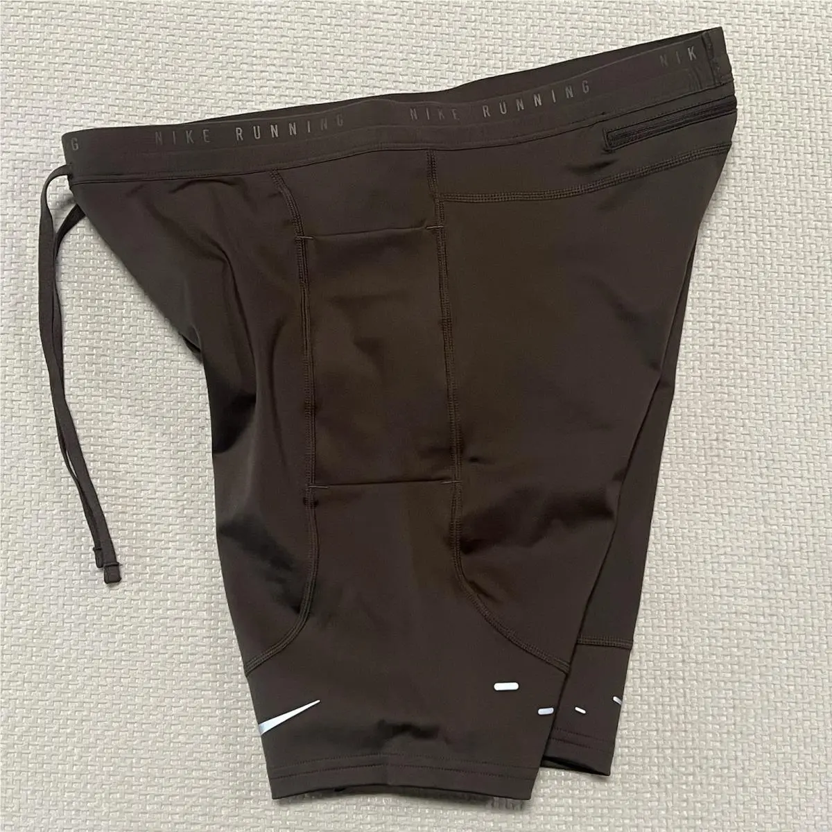 Nike clothing - Men`s Dri-FIT 1/2-Length Running Tights - IF2040 IF2040-010 - Brown (UPC: 198488521527) 3
