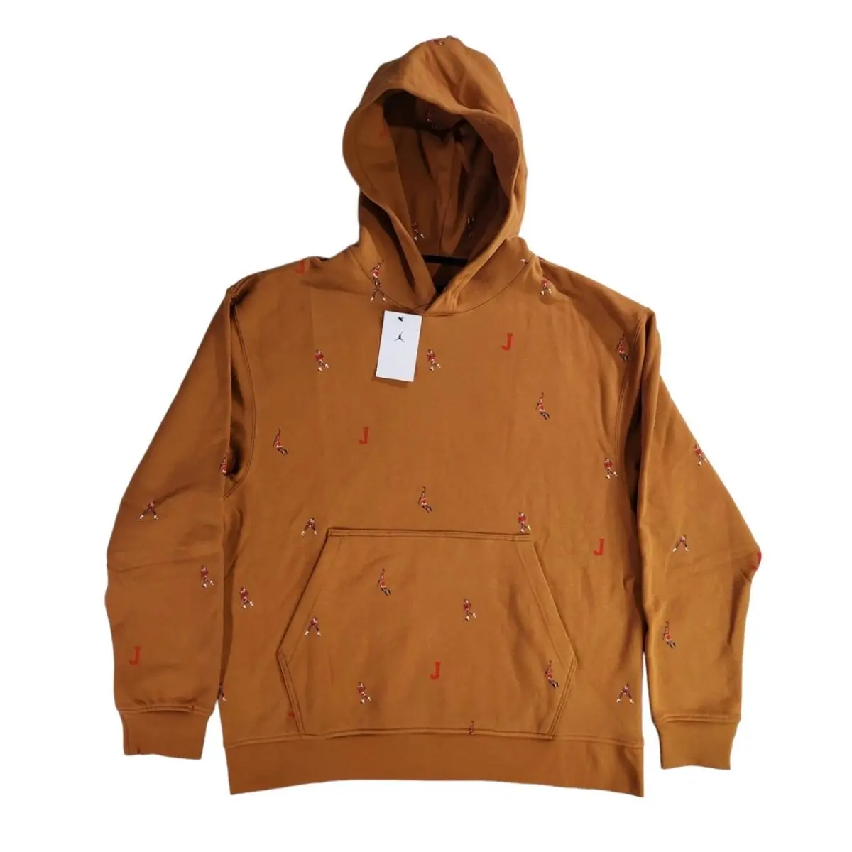 Nike Air Jordan Essential Fleece All Over Graphic Brown Hoodie Men’s Size XL