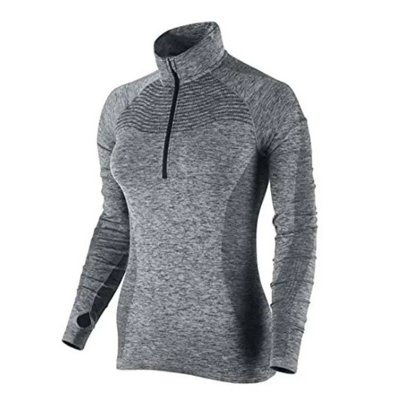 Nike Women`s Dri-fit Knit Half-zip Element Running L/s Sweatshirt Gray Medium