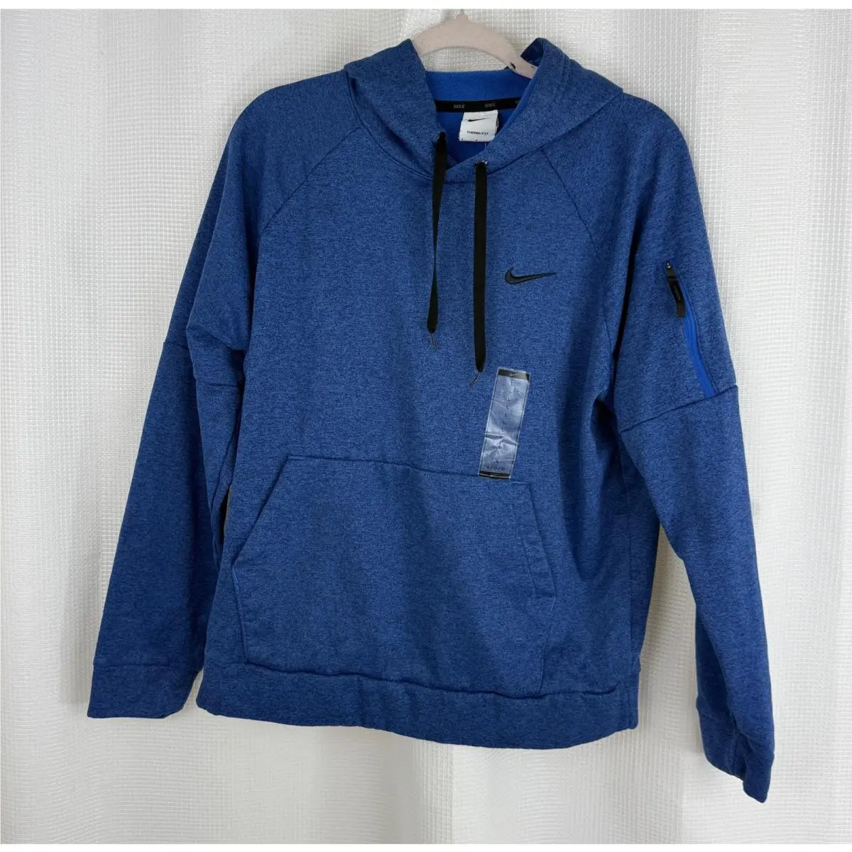 Nike Mens Therma-fit Pullover Hoodie Size L Blue Heathered Zip Pocket IF5465-480